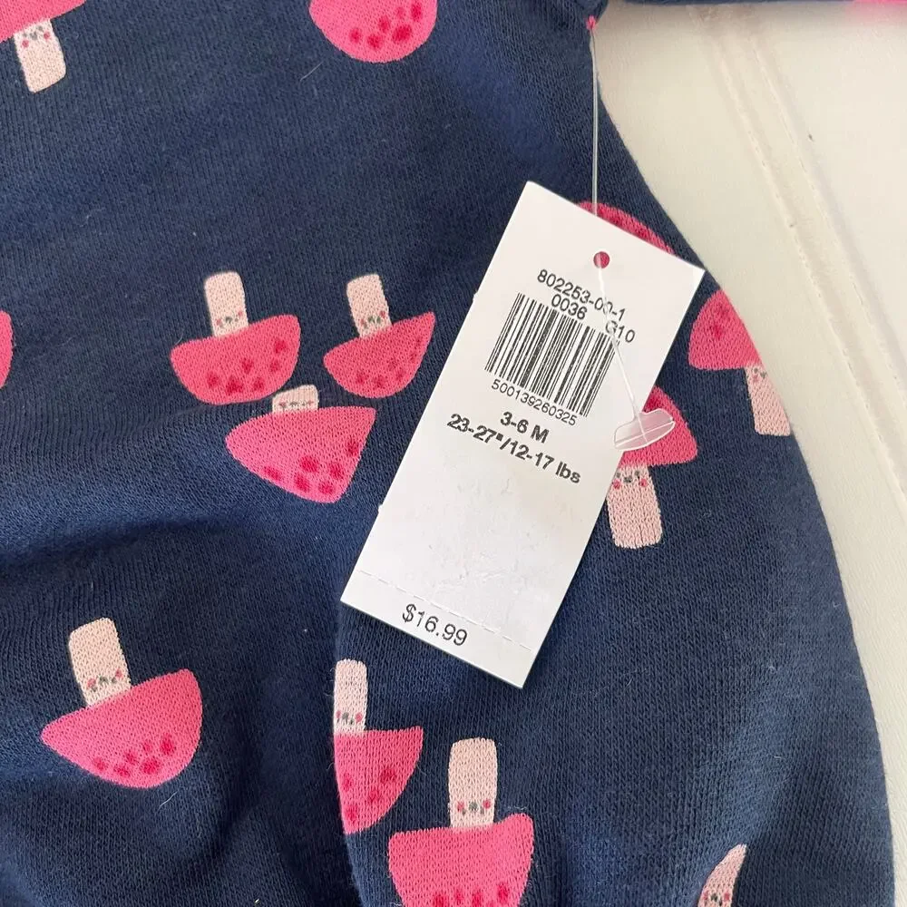 NWT Old Navy Mushrooms Sweatshirt Bodysuit‎ Gift Nursery Girls 3/6 Months